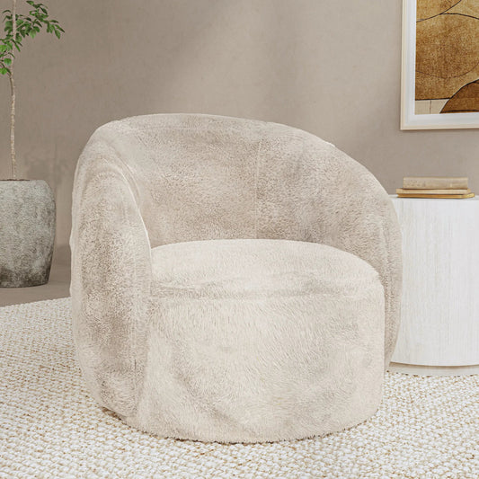 Adley Plush Swivel Accent Chair by Classic Home in natural. Made from ash wood, 100% polyester in a modern style.