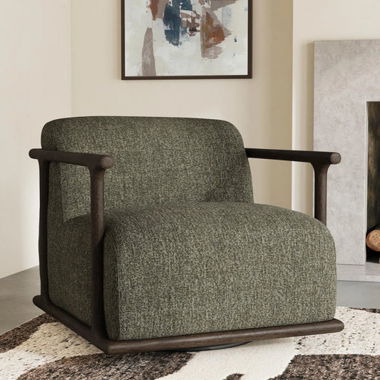 Lucia Mid-Century Swivel Accent Chair by Classic Home in green. Made from 100% polyester, rubberwood in a modern style.