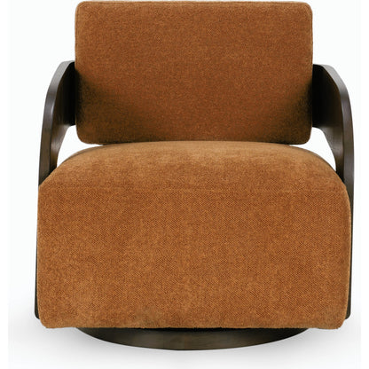 Toscana Swivel Accent Chair by Classic Home in amber. Made from ash wood, 100% polyester in a modern style.