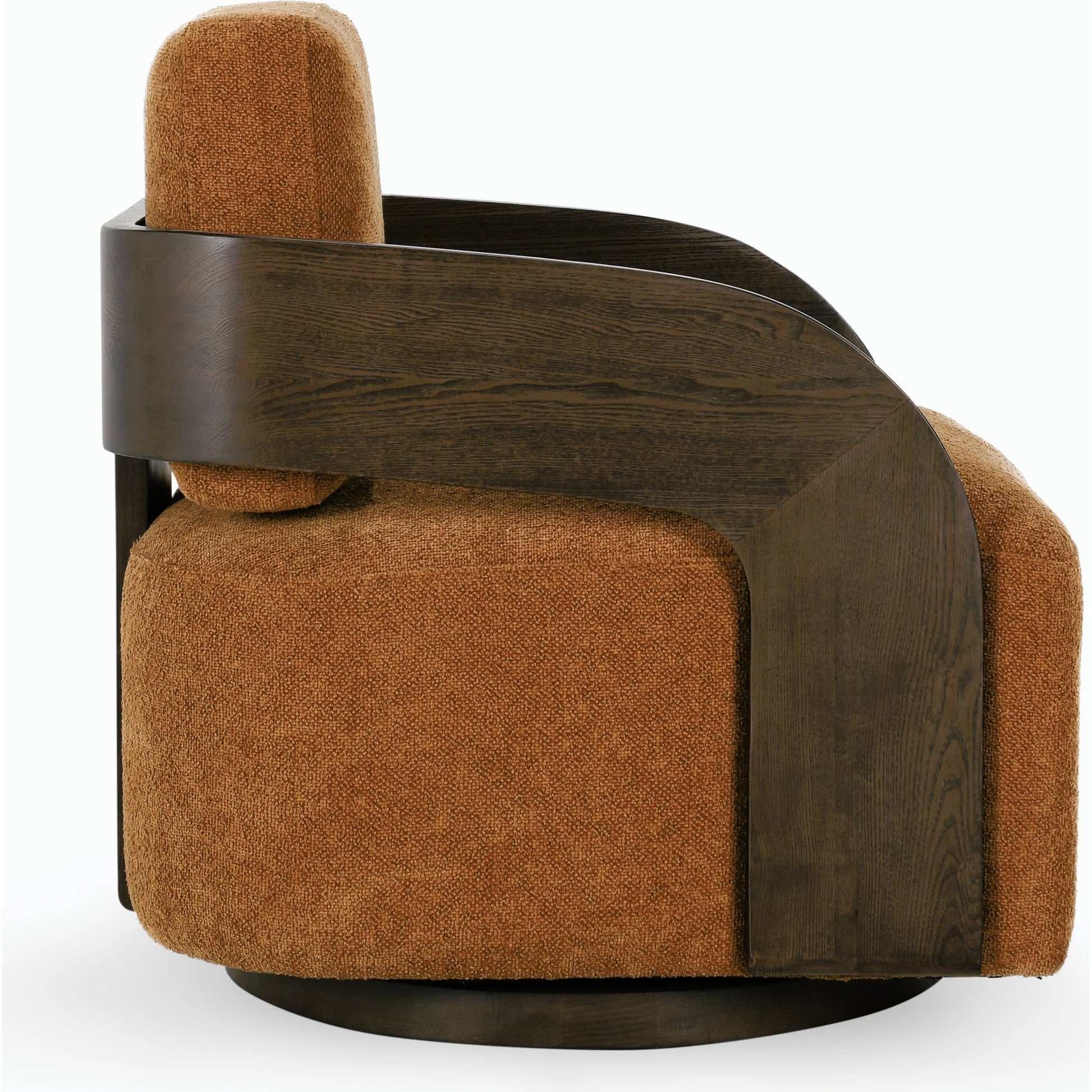 Toscana Swivel Accent Chair by Classic Home in amber. Made from ash wood, 100% polyester in a modern style.