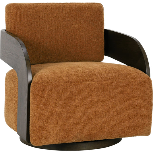 Toscana Swivel Accent Chair by Classic Home in amber. Made from ash wood, 100% polyester in a modern style.