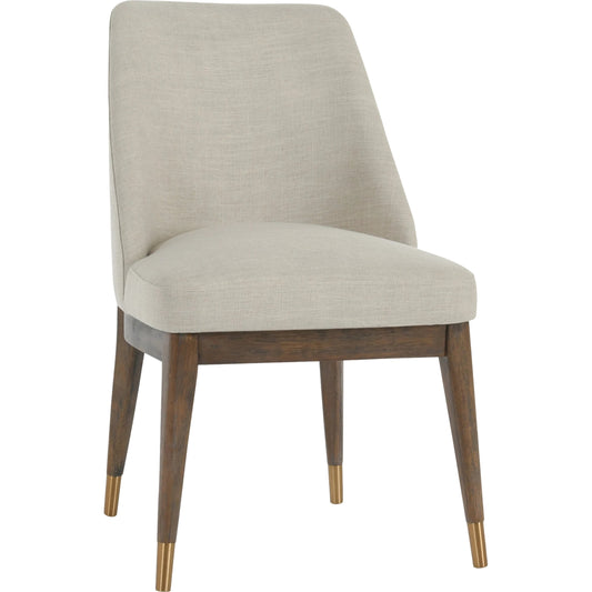 Triss Dining Chair by Classic Home in beige, natural brown. Made from 80% polyester, 20% linen, rubberwood in a modern style.