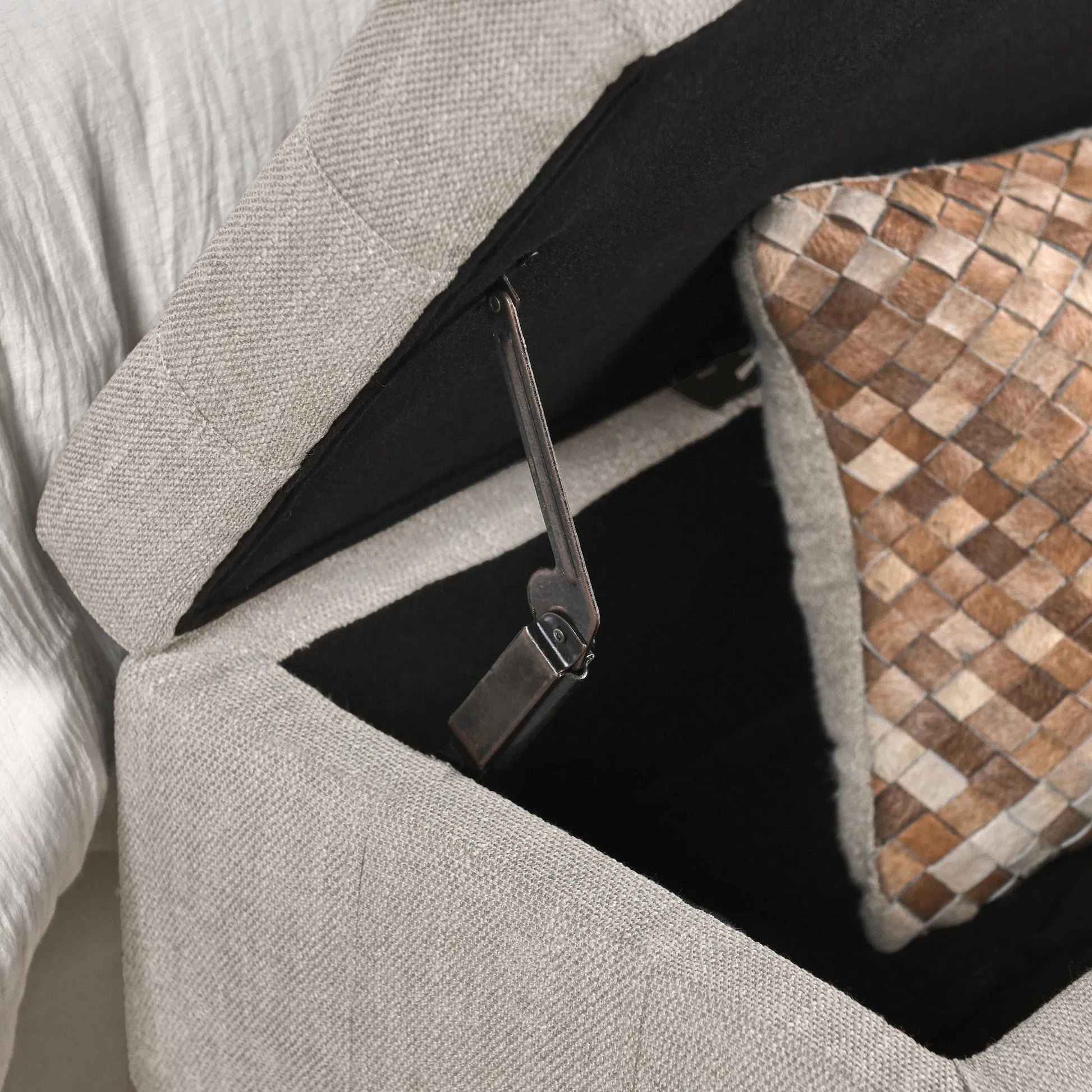 Louise Tufted Storage Bench by Kosas Home. Made from rubber wood, polyester in a modern style.