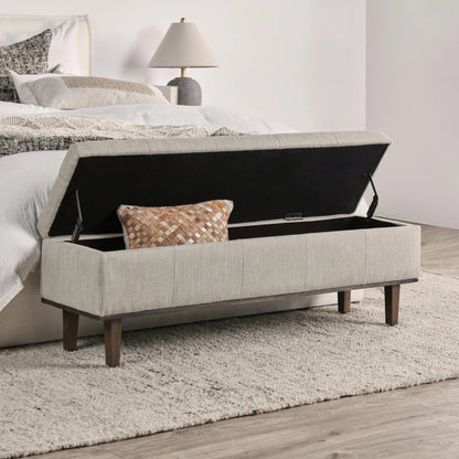 Louise Tufted Storage Bench by Kosas Home. Made from rubber wood, polyester in a modern style.