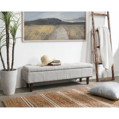 Louise Tufted Storage Bench by Kosas Home. Made from rubber wood, polyester in a modern style.