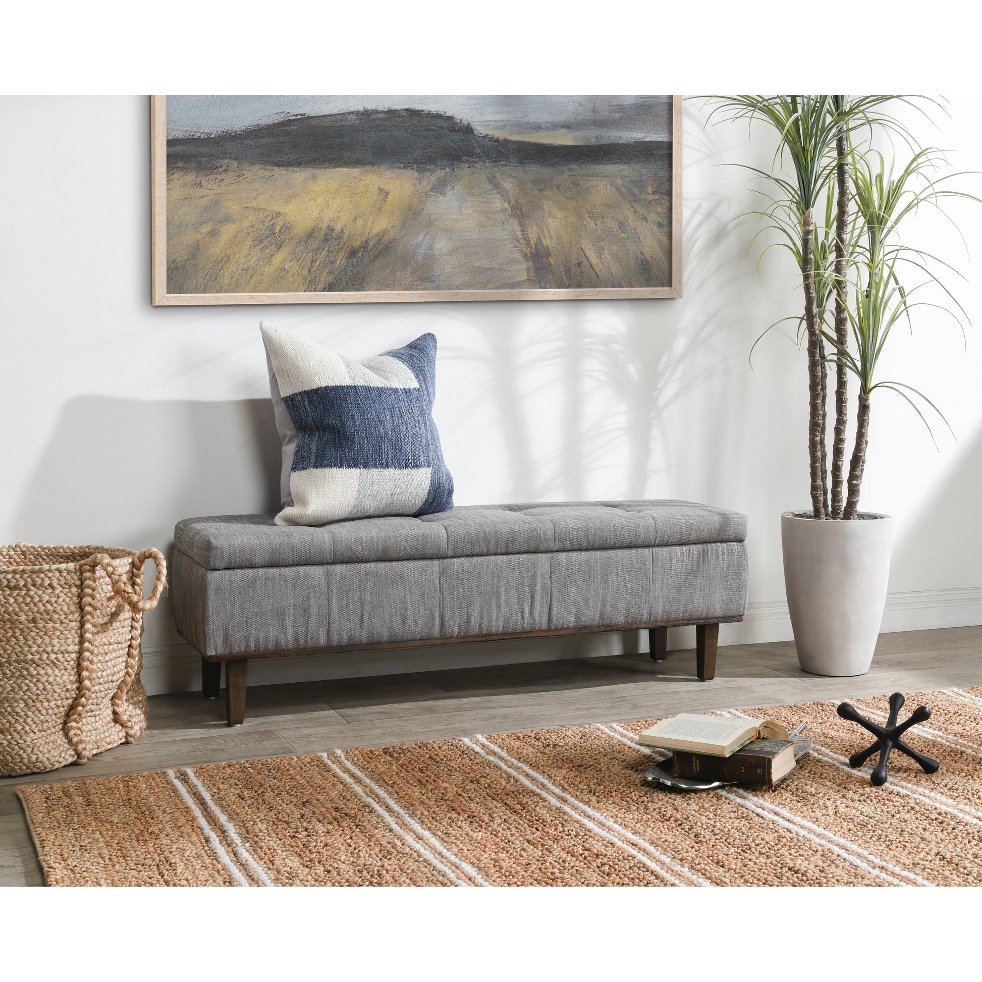 Louise Tufted Storage Bench by Kosas Home. Made from rubber wood, polyester in a modern style.