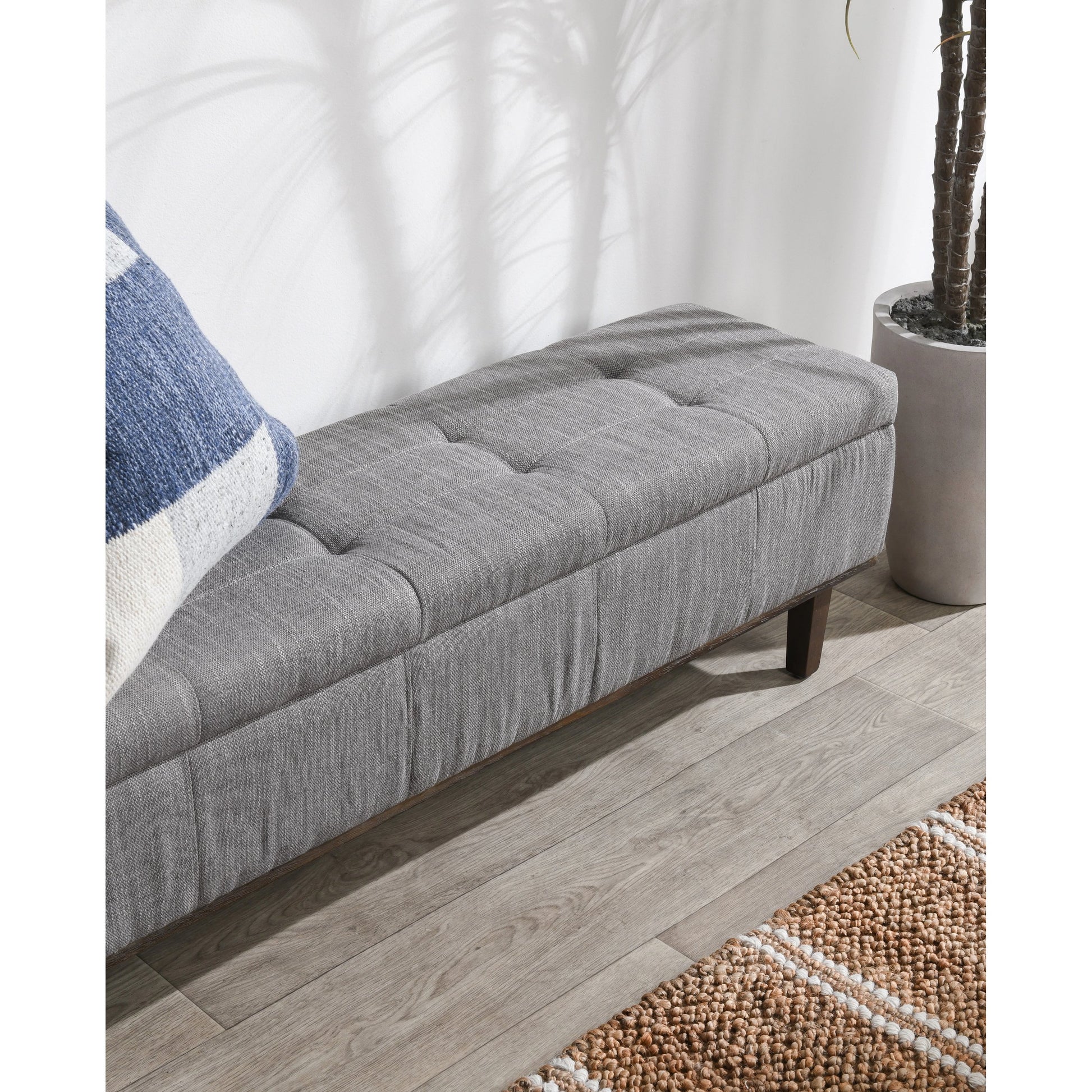 Louise Tufted Storage Bench by Kosas Home. Made from rubber wood, polyester in a modern style.