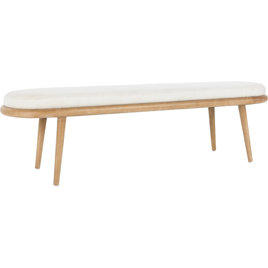 Echo Bench Beige by Kosas Home in beige, natural brown. Made from 100% polyester fabric, rubberwood in a modern style.