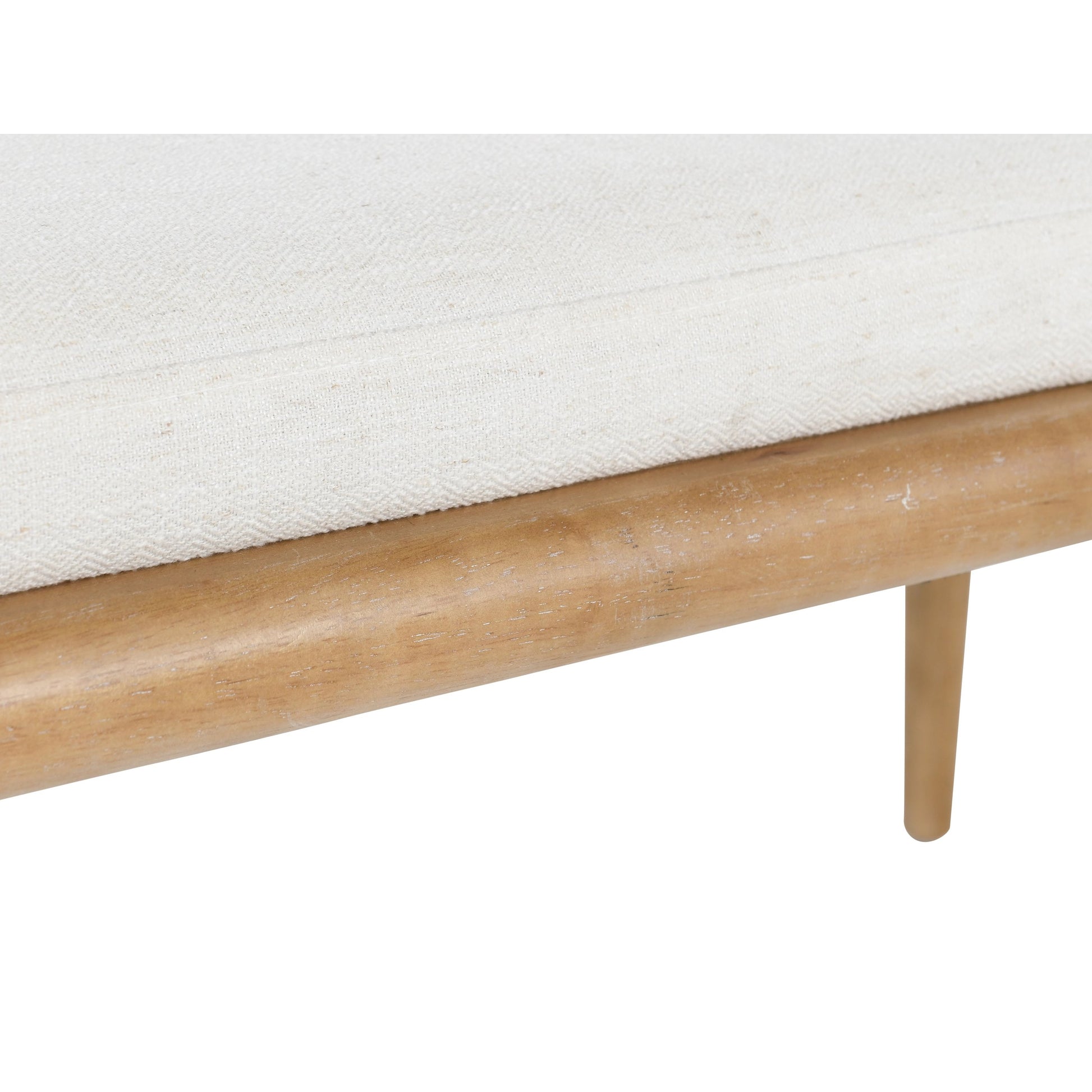 Echo Bench Beige by Kosas Home in beige, natural brown. Made from 100% polyester fabric, rubberwood in a modern style.