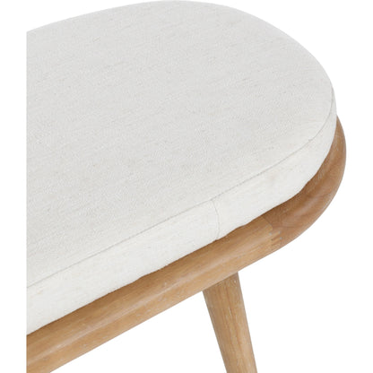Echo Bench Beige by Kosas Home in beige, natural brown. Made from 100% polyester fabric, rubberwood in a modern style.