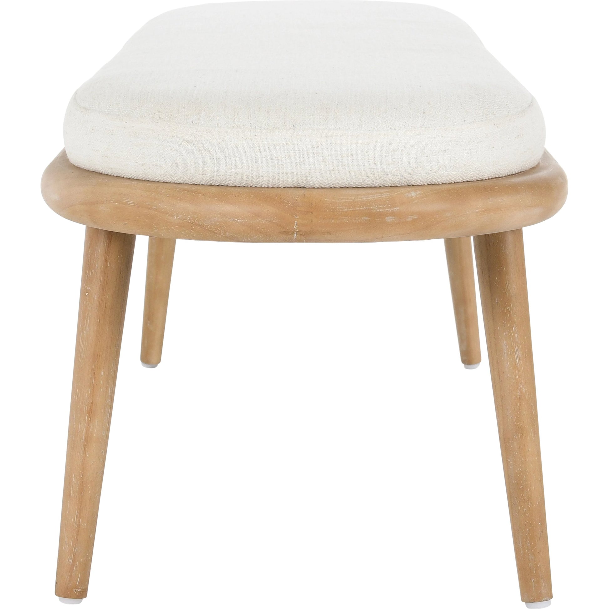 Echo Bench Beige by Kosas Home in beige, natural brown. Made from 100% polyester fabric, rubberwood in a modern style.