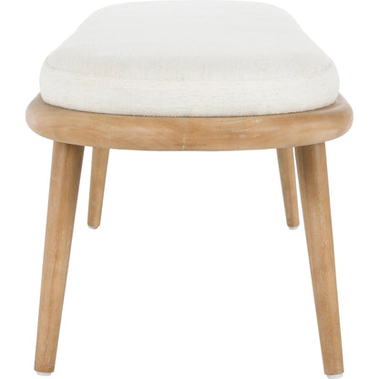 Echo Bench Beige by Kosas Home in beige, natural brown. Made from 100% polyester fabric, rubberwood in a modern style.