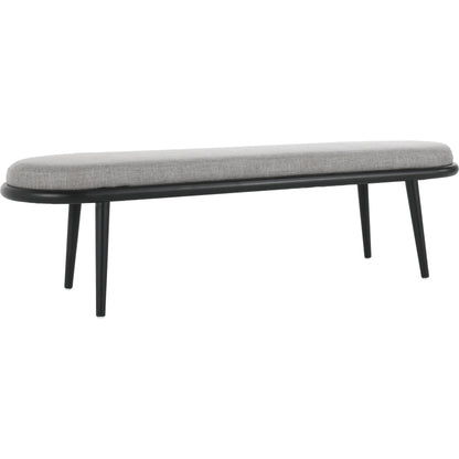 Echo Bench Beige by Kosas Home in beige, natural brown. Made from 100% polyester fabric, rubberwood in a modern style.