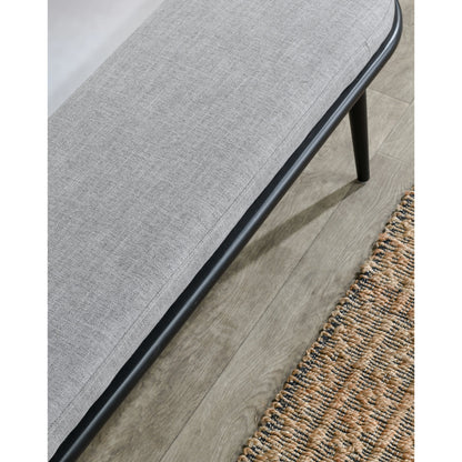 Echo Bench Beige by Kosas Home in beige, natural brown. Made from 100% polyester fabric, rubberwood in a modern style.