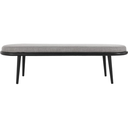 Echo Bench Beige by Kosas Home in beige, natural brown. Made from 100% polyester fabric, rubberwood in a modern style.