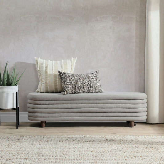 Anders Storage Bench by Kosas Home in gray. Made from 100% polyester in a modern style.
