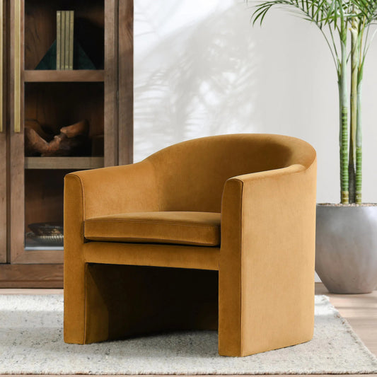 Brennan Club Chair by Kosas Home in brown, bronze. Made from 100% polyester in a transitional style.