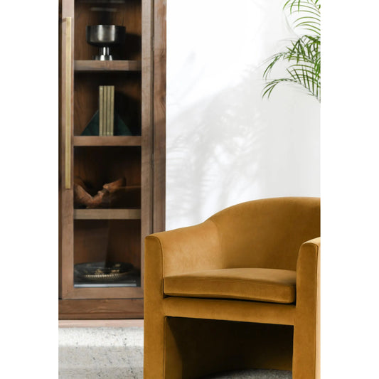 Brennan Club Chair by Kosas Home in brown, bronze. Made from 100% polyester in a unique style.