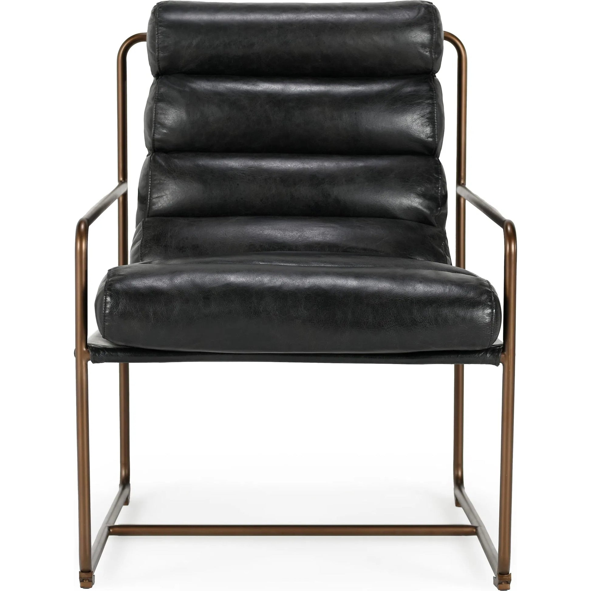 Argo Top Grain Leather Black Accent Chair by Classic Home in black. Made from top grain leather, iron in a modern style.