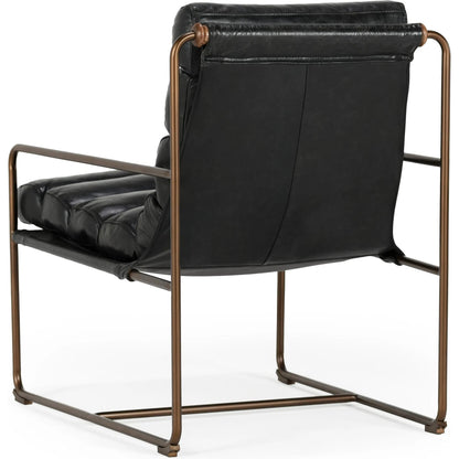Argo Top Grain Leather Black Accent Chair by Classic Home in black. Made from top grain leather, iron in a modern style.
