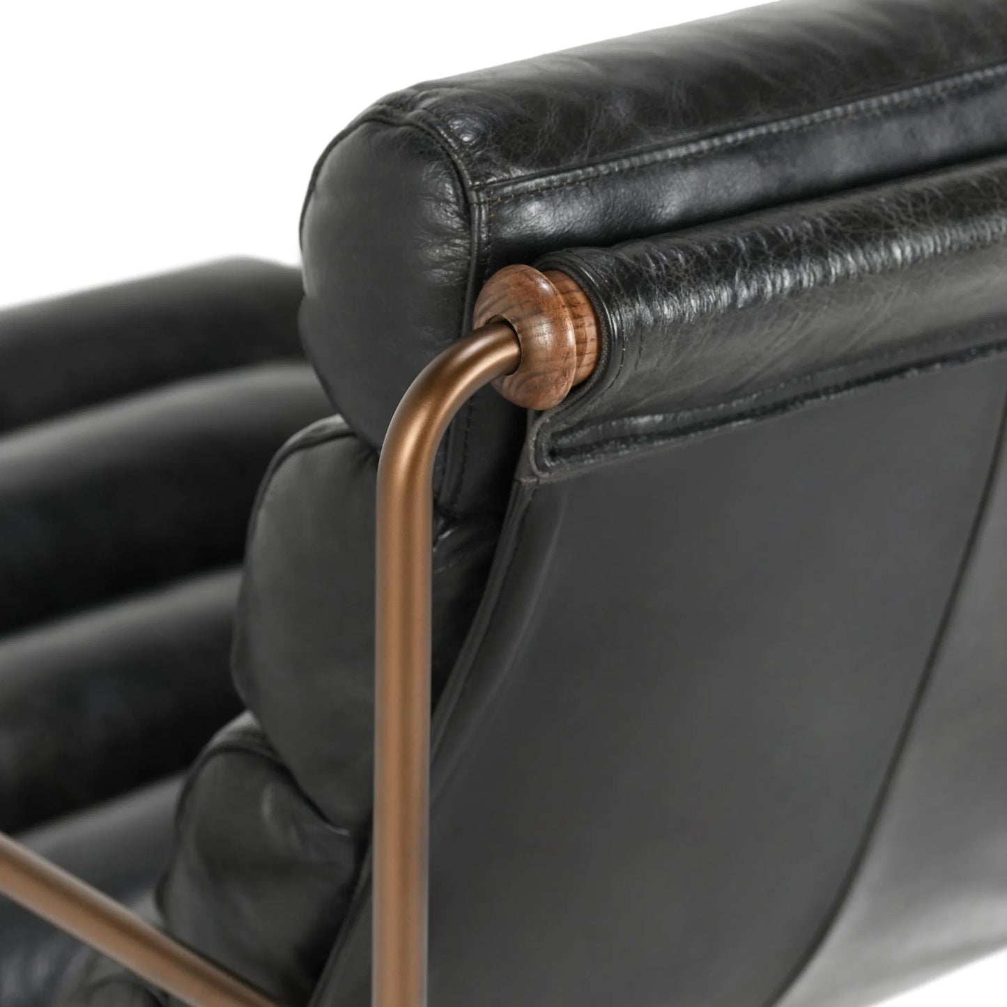 006 SI-2238900 | Closeup | Argo Top Grain Leather Black Accent Chair by Classic Home in black. Made from top grain leather, iron in a modern style.