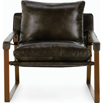 Morgan Accent Chair Blue by Classic Home. Made from top grain leather, iron in a transitional style.