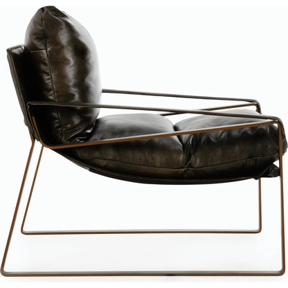 Morgan Accent Chair Blue by Classic Home. Made from top grain leather, iron in a transitional style.