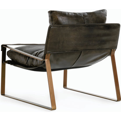 Morgan Accent Chair Blue by Classic Home. Made from top grain leather, iron in a transitional style.