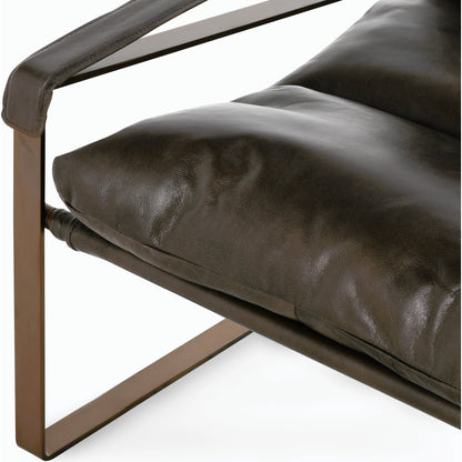 Morgan Accent Chair Blue by Classic Home. Made from top grain leather, iron in a transitional style.