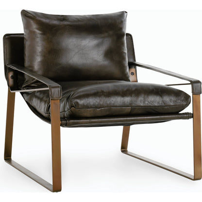 Morgan Accent Chair Blue by Classic Home. Made from top grain leather, iron in a transitional style.
