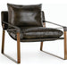 Morgan Accent Chair Blue by Classic Home. Made from top grain leather, iron in a transitional style.