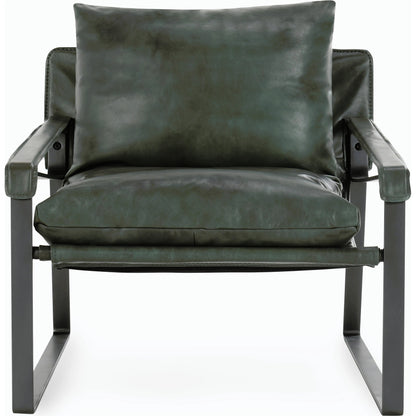 Morgan Accent Chair Blue by Classic Home. Made from top grain leather, iron in a transitional style.