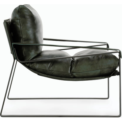 Morgan Accent Chair Blue by Classic Home. Made from top grain leather, iron in a transitional style.