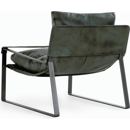 Morgan Accent Chair Blue by Classic Home. Made from top grain leather, iron in a transitional style.