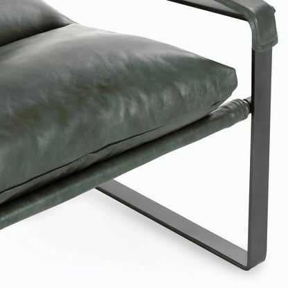 Morgan Accent Chair Blue by Classic Home. Made from top grain leather, iron in a transitional style.
