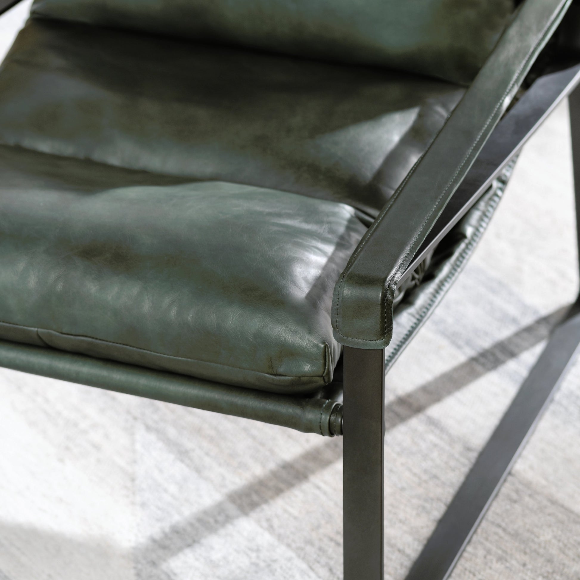 Morgan Accent Chair Blue by Classic Home. Made from top grain leather, iron in a transitional style.