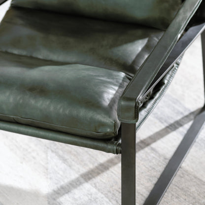 Morgan Accent Chair Blue by Classic Home. Made from top grain leather, iron in a transitional style.