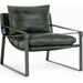Morgan Accent Chair Blue by Classic Home. Made from top grain leather, iron in a transitional style.