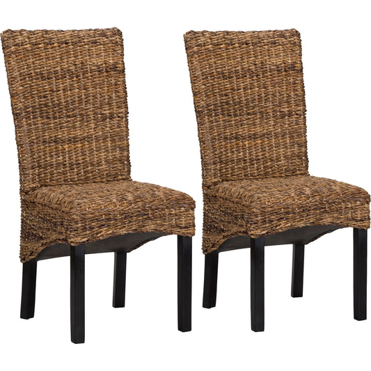 Windsor Chair Rattan Brown Dining Chairs (Set of 2) by Kosas Home in multi brown seat and black legs. Made from unique in a unique style.