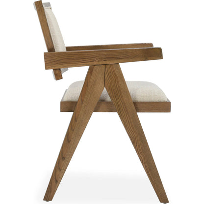 Dolton Dining Arm Chair by Classic Home in beige, natural. Made from 88% polyester, 12% linen, ash wood in a transitional style.