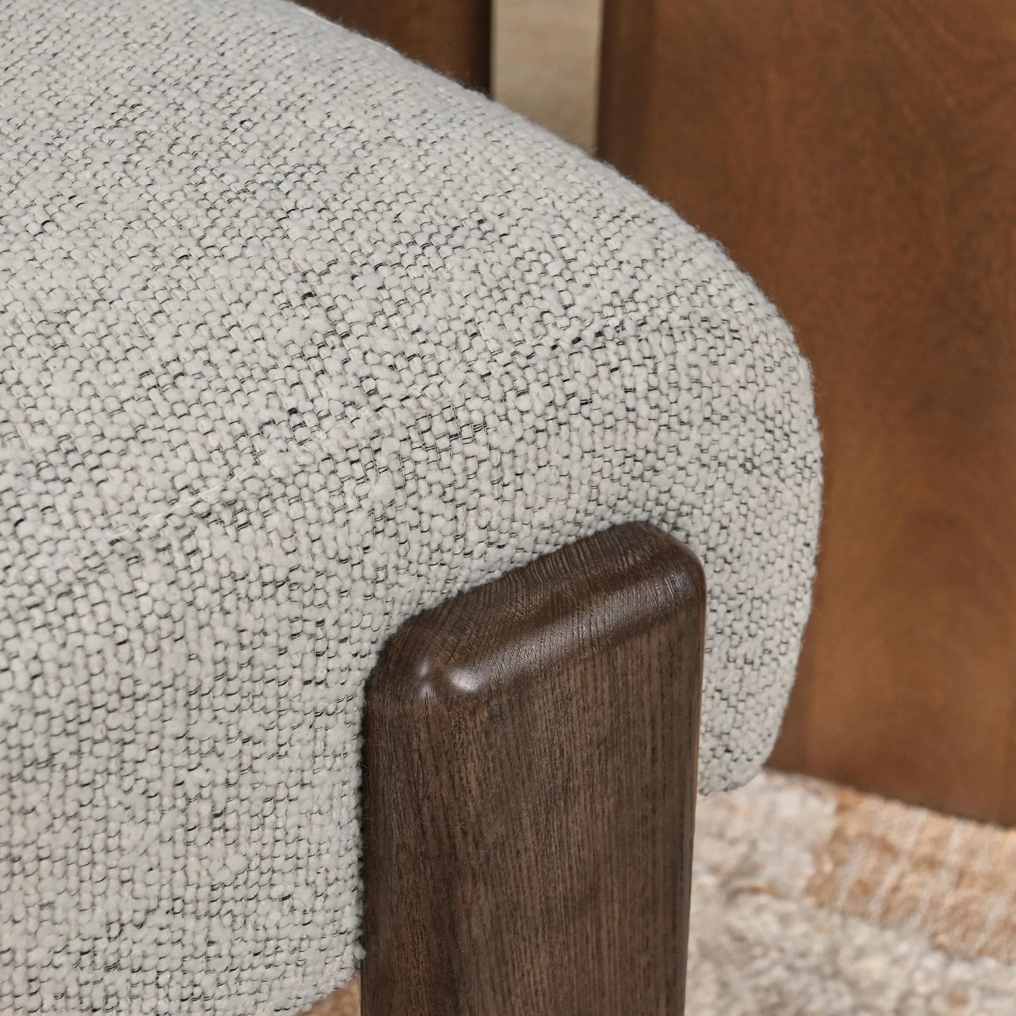 006 SI-2238903 | Closeup | Chelsea Upholstered Fabric Dining Chair by Classic Home in ivory. Made from 100% polyester, ash wood in a transitional style.
