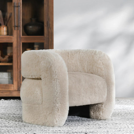 Teddy Plush Cushioned Accent Chair by Classic Home in beige. Made from 100% polyester in a modern style.