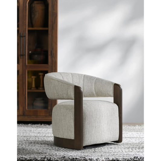 James Light Gray Swivel Accent Chair by Classic Home in light gray. Made from 100% polyester, ash wood in a transitional style.