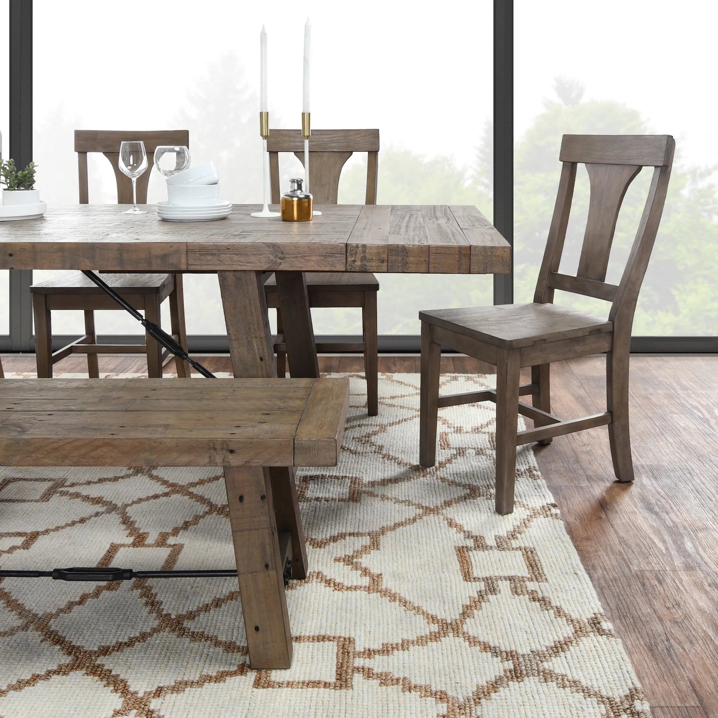 006 SI-2237293 | Lifestyle | Tuscany Reclaimed Pine Wood Dining Chair (Set of 2) by Kosas Home in distressed brown. Made from unique in a transitional style.