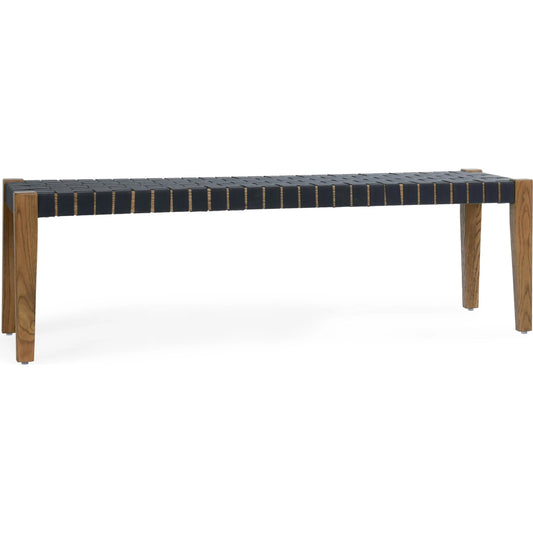 Orlando 62" Oak Wood Charcoal Bench by Classic Home in natural, charcoal. Made from oak wood, polyester webbing in a unique style.