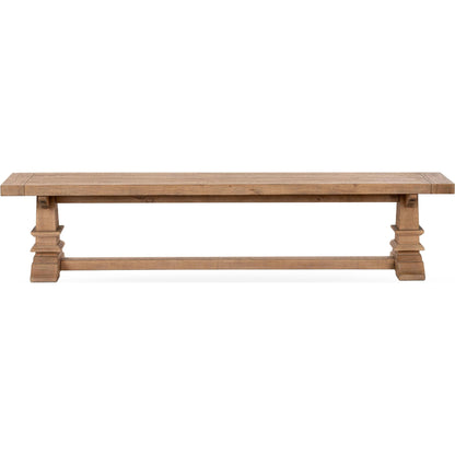 Allegra Reclaimed Pine Wood Bench by Kosas Home in natural. Made from reclaimed pine in a unique style.