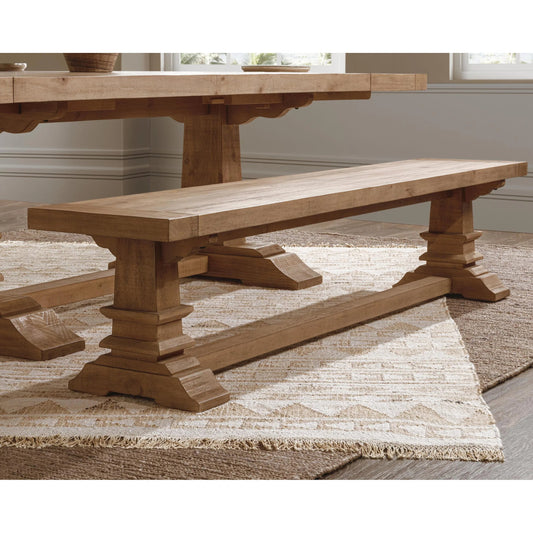 Allegra Reclaimed Pine Wood Bench by Kosas Home in natural. Made from reclaimed pine in a unique style.