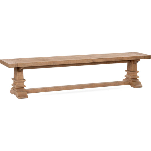 Allegra Reclaimed Pine Wood Bench by Kosas Home in natural. Made from reclaimed pine in a unique style.