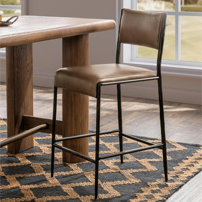 Kayne Leather Counter Stool by Classic Home. Made from top grain leather in a traditional style.