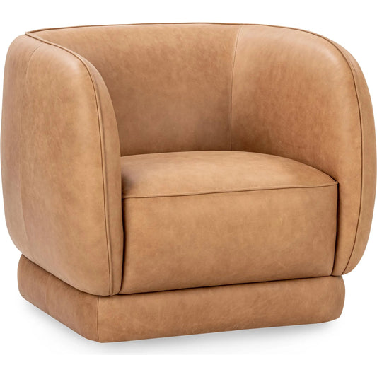Rinner Leather Accent Chair by Classic Home in tan. Made from top grain leather in a traditional style.